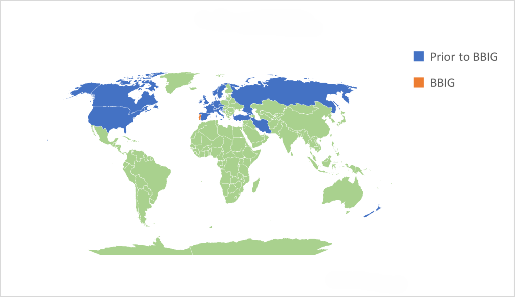 Global distribution map of boxwood blight